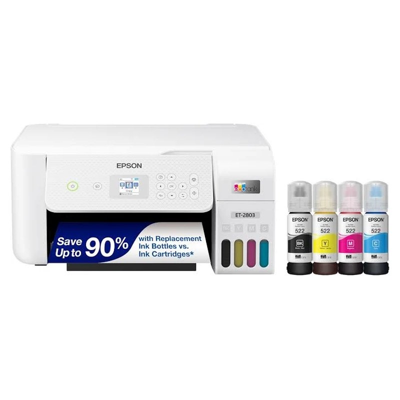 Multifuncional Jato de Tinta Colorida Epson EcoTank ET-2803, Tanque de Tinta, Wi-Fi